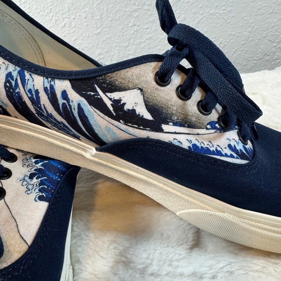 Vans Other - Vans Authentic Customs Great Wave Navy Blue Canvas Skate Shoes Mens 13
